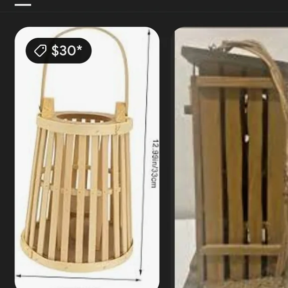 Bamboo lantern with rope handle square shape tapers-tan - Picture 11 of 11